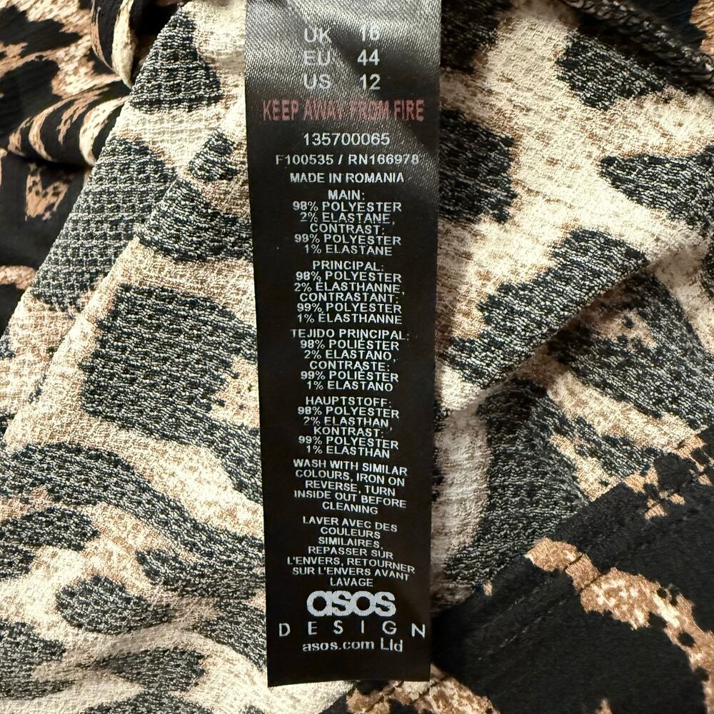 ASOS DESIGN Puff Sleeve Tie Front Maxi Dress in Leopard Print Size 12 EUC - Picture 4 of 6